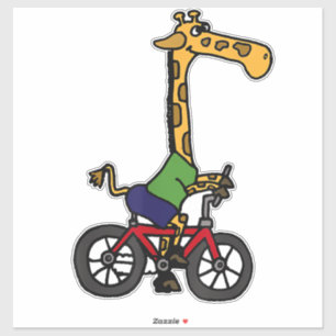 Sticker Vélo cool Giraffe équitation