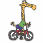 Sticker Vélo cool Giraffe équitation (Devant)
