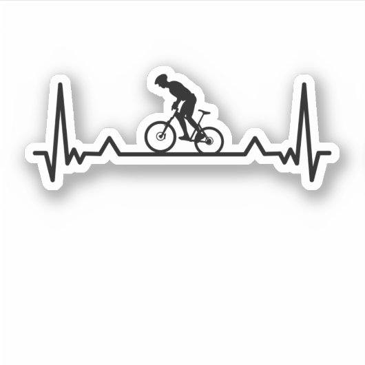 Sticker Vélo Cyclisme Heartbeat Line Dons Drôle (Devant)