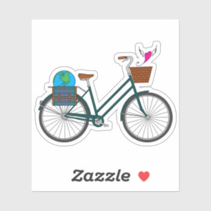 Sticker Vélo de jour de la terre avec piloter Heart_Pink