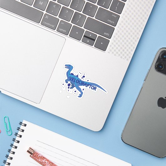 Sticker Velociraptor (Ordinateur portable avec iPhone)