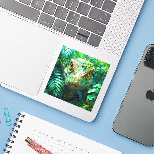 Sticker Velociraptor (Ordinateur portable avec iPhone)