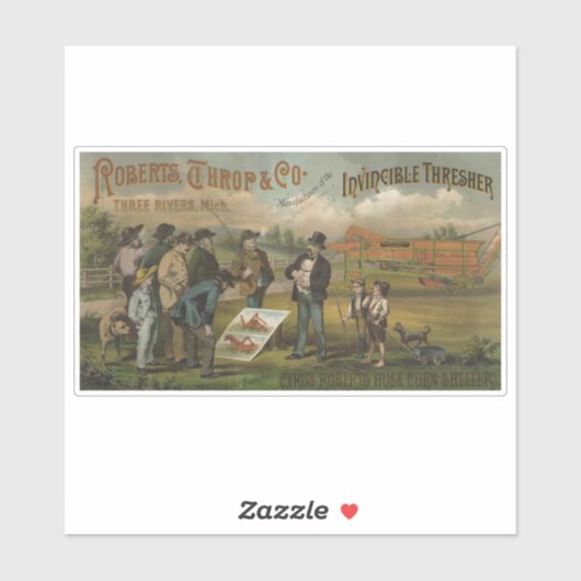 Sticker Vendeur En Champ Avec Fermier Vendre Machine Agric (Feuille)