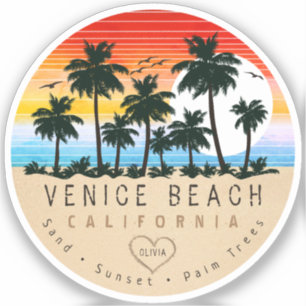 Sticker Venice Beach Californie Rétro Palmiers Souvenir