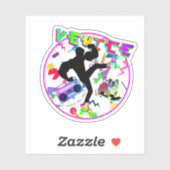 Sticker Venice Beach & English Bulldog | Couleurs néons de (Feuille)