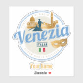Sticker Venise avec gondolier Italie carnaval vintage (Feuille)