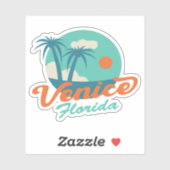 Sticker Venise Floride style rétro Palmiers et plage (Feuille)