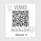 Sticker VENMO la mariée une boisson QR Code Bachelorette P (Feuille)
