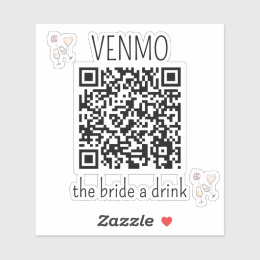 Sticker VENMO la mariée une boisson QR Code Bachelorette P (Feuille)