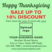 Sticker Vente d'action de grâces sur le vinyle vert clair (Devant)