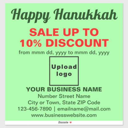 Sticker Vente de Hanukkah d'affaires sur vinyle vert clair (Feuille)