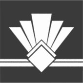 Sticker Ventilateur blanc Art déco Pell noir et carreaux (Devant)