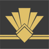 Sticker Ventilateur d'or Art Déco Faux Pell et Stick (Devant)