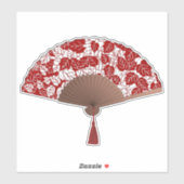 Sticker Ventilateur japonais en papier feuille, rouge fonc (Feuille)