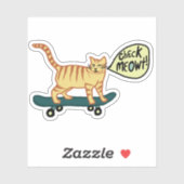Sticker VÉRIFIEZ MEOWT ! Cute Skateboard Tabby Cat (Feuille)