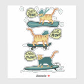 Sticker VÉRIFIEZ MEOWT ! Tabby Cat Skateboard Surf Snowboa (Feuille)