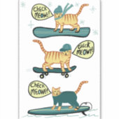 Sticker VÉRIFIEZ MEOWT ! Tabby Cat Skateboard Surf Snowboa (Devant)