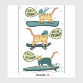 Sticker VÉRIFIEZ MEOWT ! Tabby Cat Skateboard Surf Snowboa (Feuille)