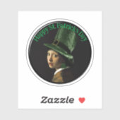 Sticker Vermeer Pearl Earring Clover St Patrick's Day (Feuille)
