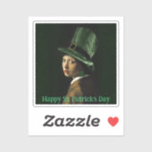 Sticker Vermeer Pearl Earring Clover St Patrick's Day (Feuille)
