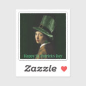 Sticker Vermeer Perle Boucle Trèfle Saint-Patrick (Feuille)