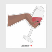 Sticker Verre main avec art numérique de vin rouge (Feuille)