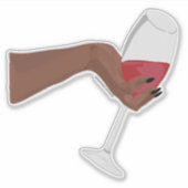 Sticker Verre main avec art numérique de vin rouge (Devant)