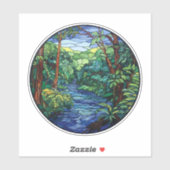 Sticker Verre tendu Jungle River Vinyl Decal rond (Feuille)