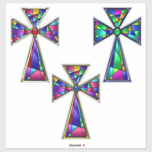 Sticker Verre Tissé Croix Religieuse Pâques (Feuille)