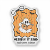 Sticker Vers de livre Ghost Lecture Retro Bow Creepin’ It  (Devant)