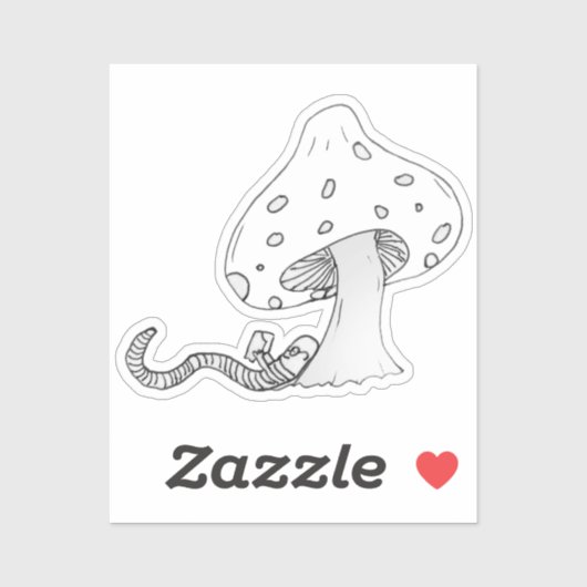 Sticker Vers de livre sous un champignon (Feuille)