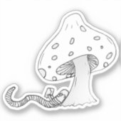 Sticker Vers de livre sous un champignon (Recto)