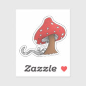 Sticker Vers de livre sous un champignon (Feuille)