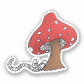 Sticker Vers de livre sous un champignon (Recto)