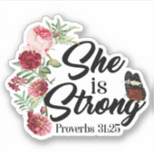 Sticker Verset Bible Chrétienne Elle Est Proverbes Forts 3 (Devant)
