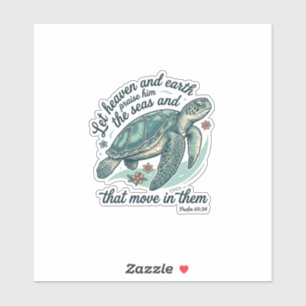 Sticker Verset de la Bible Tortue de Mer Dessin de Gravure