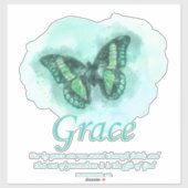 Sticker Verset de papillon de la Bible chrétienne : grâce (Feuille)