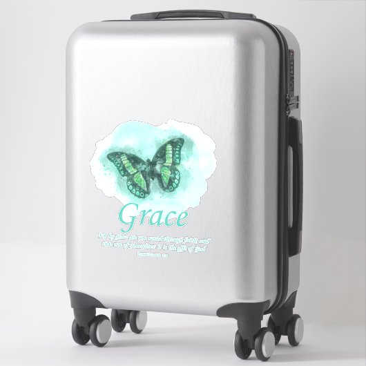 Sticker Verset de papillon de la Bible chrétienne : grâce (Sur valise)