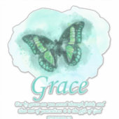 Sticker Verset de papillon de la Bible chrétienne : grâce (Devant)