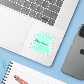 Sticker Vert aquarelle ajouter nom message texte lancer (Ordinateur portable avec iPhone)