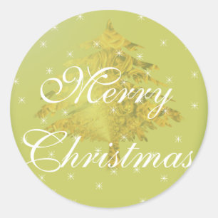 Sticker vert Arbre de Noël Or avec étoiles