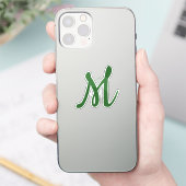 Sticker Vert foncé uni élégant moderne monogramme propre n (Téléphone)