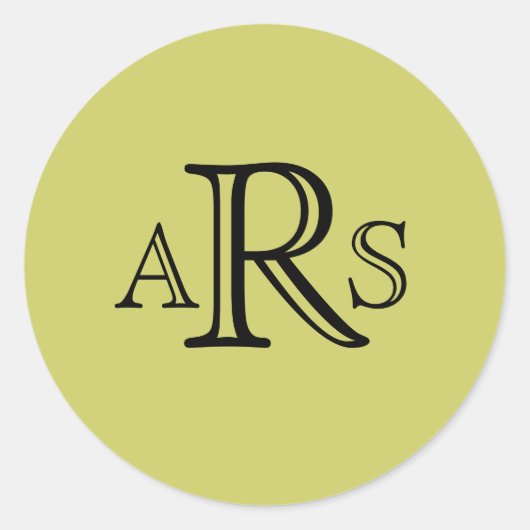 Sticker vert initial du Mariage Monogramme (Devant)