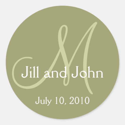 Sticker vert Monogramme Mariage mariée (Devant)