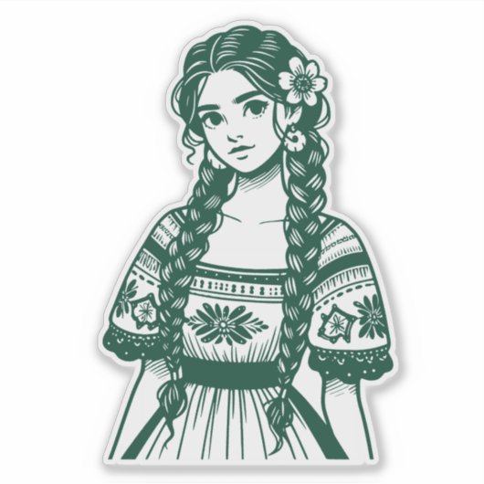 Sticker Vert Mujer Mexicana (Devant)