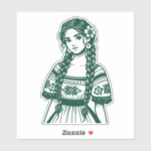 Sticker Vert Mujer Mexicana (Feuille)