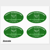 Sticker vert ovale de Thanksgiving (Feuille)