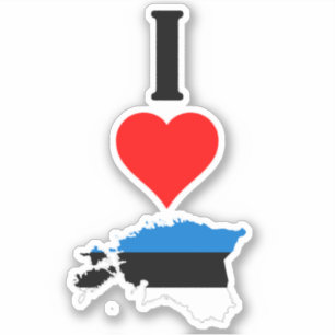 Sticker Vertical I Love Estonie Estonien Carte et Drapeau