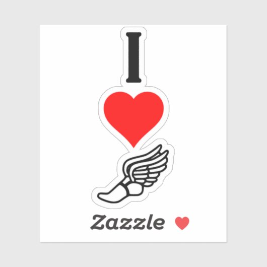 Sticker Vertical I Love Track et Champ I Heart Running (Feuille)