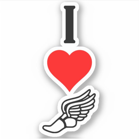 Sticker Vertical I Love Track et Champ I Heart Running (Devant)